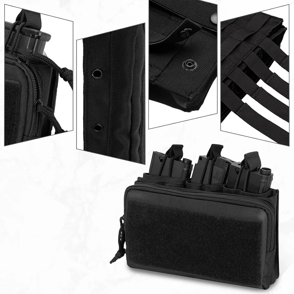 Tactical Triple Magazine Pouch Molle Admin Pouch Open Top Mag Bag Waist Pouch Compact EDC Bag Hunting Mag Holster Bag 5