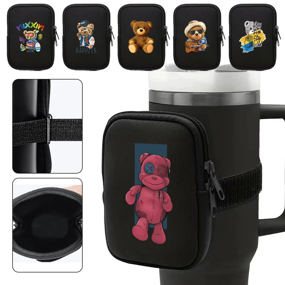 

Unisex Water Cup Bags Outdoor Handheld Water Bottle Pouch Sports Fitness Accessories Small Item Storage Bag Bear Pattern Series
