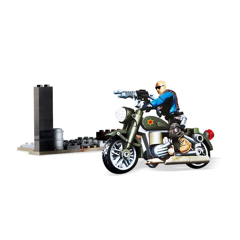 

Military Batisbrick Mega Block Ww2 Action Figure Skyhawk Commando Break Through City To Fight Terrorism Brick Motorcycle Toy