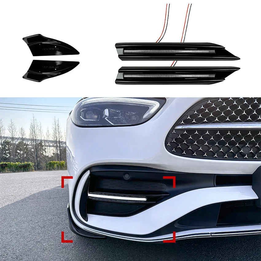 

Car Front Bumper Light Daylamp Lip Spoiler Diffuser Side Splitters For Mercedes Benz W206 S206 C180 C200 C250 C300 AMG C43 2021+
