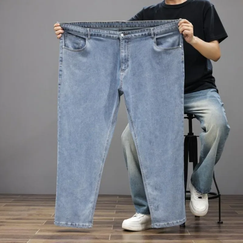 55-150kg Men's Jeans Plus Size 30-50 Wide Leg Pants Denim Jeans Pants Big Size Casual Jeans 3