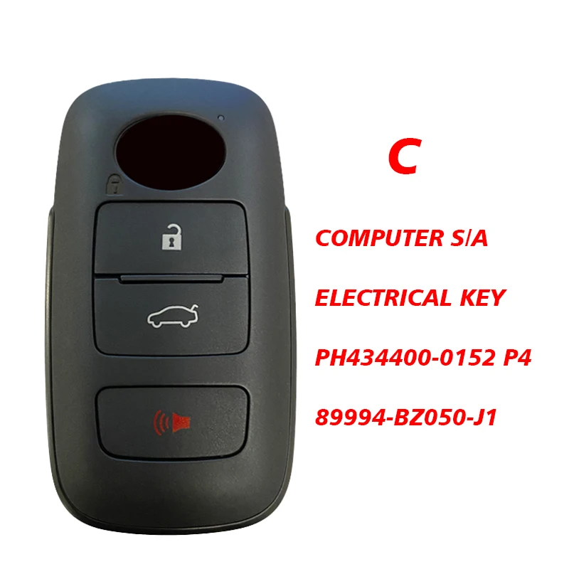 Toyota Raize Rocky smart key 2/3/4 button 433MHz 4A chip 89994-BZ041 BZ170 BZ050 Keyless Go replacement 6