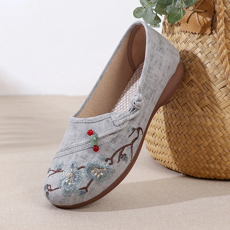 Zapatos tradicionales chinos para mujer, mocasines planos con bordado elegante, antideslizantes, para baile, verano y otoño| | AliExpress