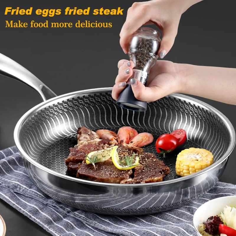 Stainless Steel Frying Pan Nonstick Pan Kitchen Cooking Fried Steak Pot  Electromagnetic Furnace General - AliExpress