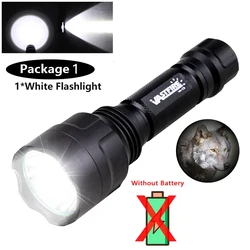Enhanced Tactical LED Hunting Flashlight Kit with Multi-Color Illumination and Accessories (White no battery)