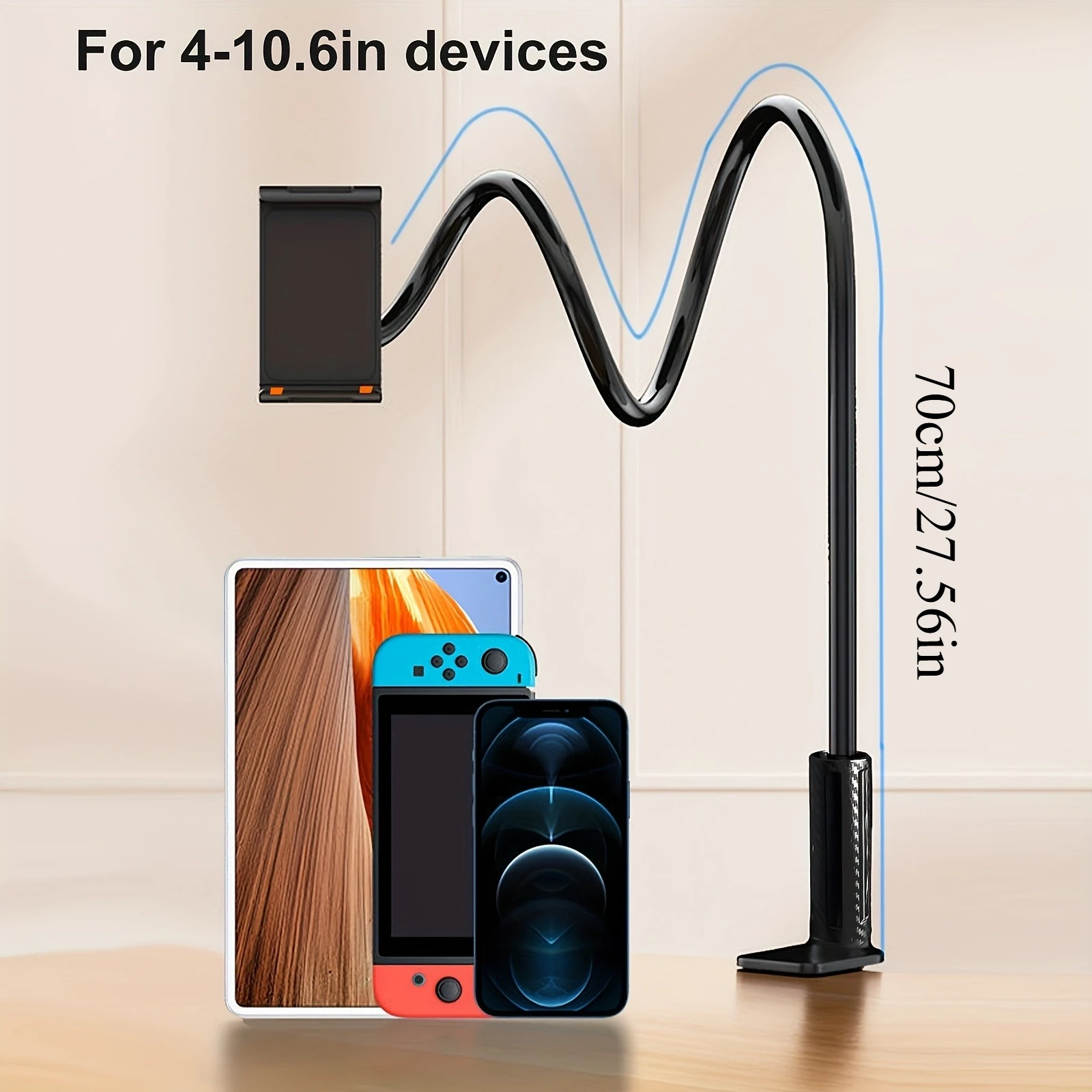 360 Degree Rotating Tablet Phone Holder Spiral Base, Suitable for Beds, Headboards, Desks, Long Arm Phone Tablet Holder