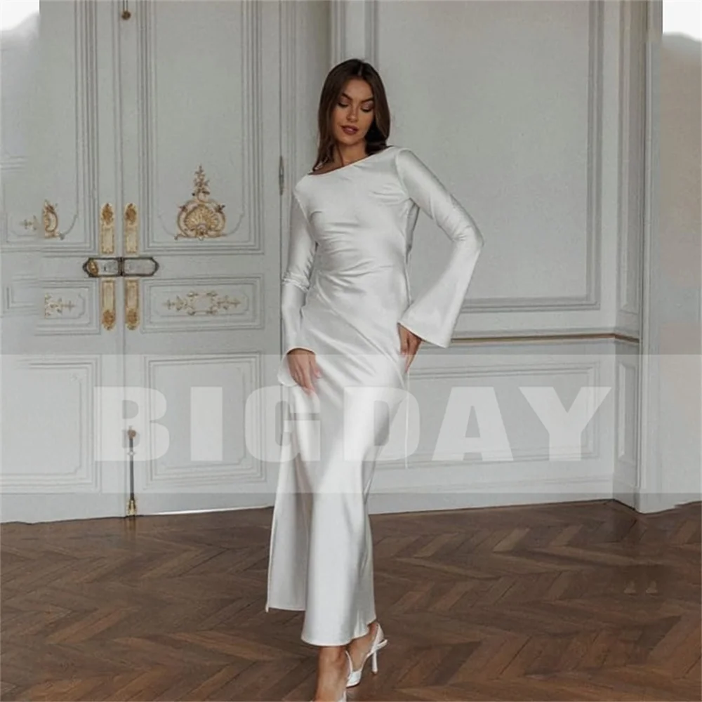 Classic Long Sleeve Mermaid Wedding Dresses Women 2025 O-Neck Open Back Ankle-Length Bridal Gown Vestidos De Noiva Customized 9 S6eecf72b9c4f4628920724926c4499b8z