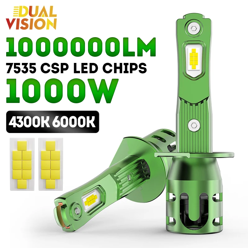 1000W 1:1 H7 luz LED CANBUS H1 H4 H11 9005 9006 7535 CSP Chip Plug ...
