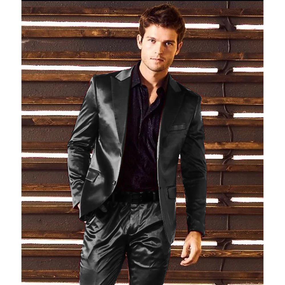 Formal Suits for Men Suits Slim Fit Men's Two-piece Suit Satin Single-breasted Casual Stage Slim Fit New in Men's Sets Man Pants