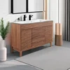 Render Vanity Floor, Single Sink, Walnut White 5