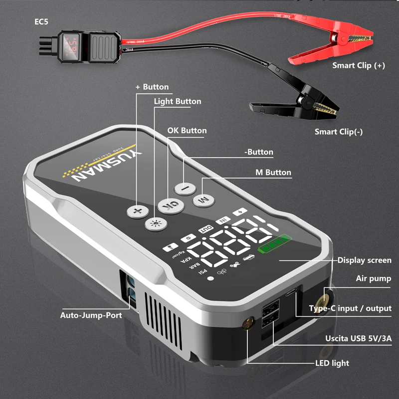 Car Jump Starter Jump Starter 12V Car Jump Starter 4000A Car Battery Starter 15800mAh Portable Power Bank Booster