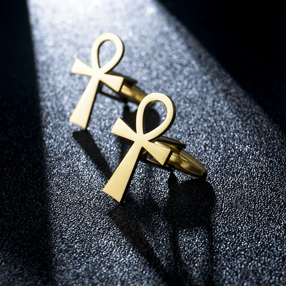 

Minimalism Egypt Ankh Cufflinks Vintage Key of Life Amulet Jewelry Stainless Steel Men's Shirt Suit Cufflinks Birthday Gifts