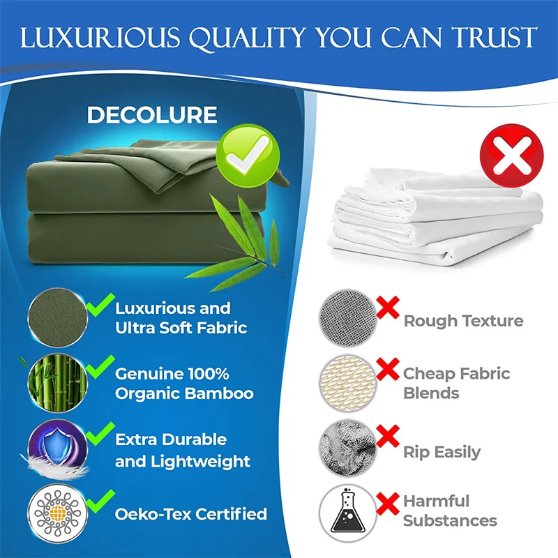 Dreamreal Organic Bamboo Bedding Set Bed Sheet Sets Fitted Sheets Flat Sheet Pillowcase Luxury Double Queen King Size Bedsheet 5