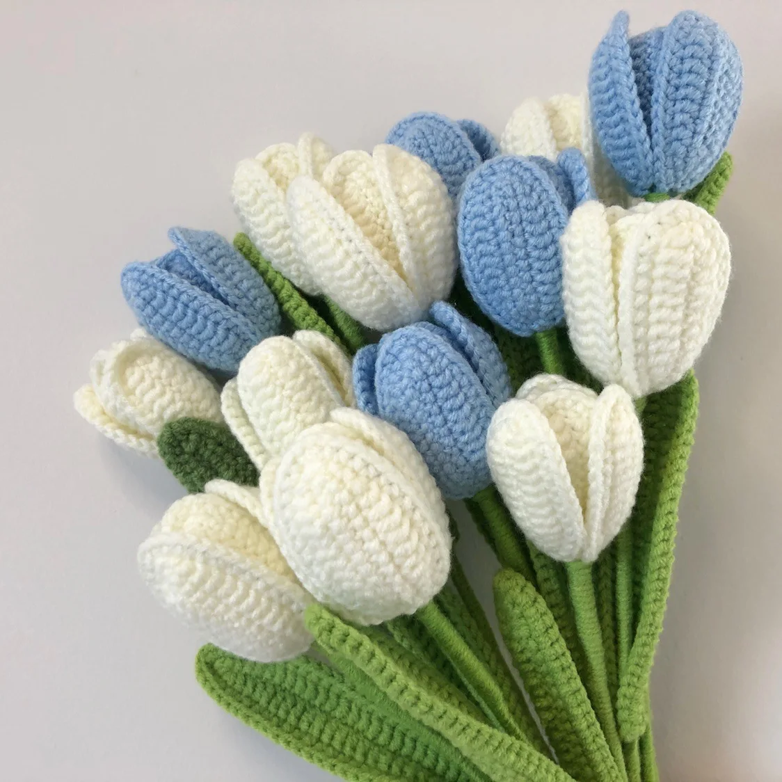 Handmade Knitted Artificial Flowers Tulips For Home Decor Colorful Cotton Yarn Fake Flower For Vase Handmade Mother's Day Gifts