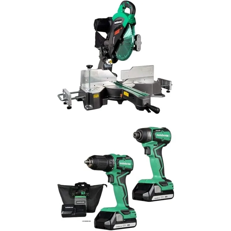 

Metabo HPT 12"Sliding Compound Miter Saw, Compact Slide System, 15-Amp Motor With Cordless 18V Drill and Impact Driver Combo Kit