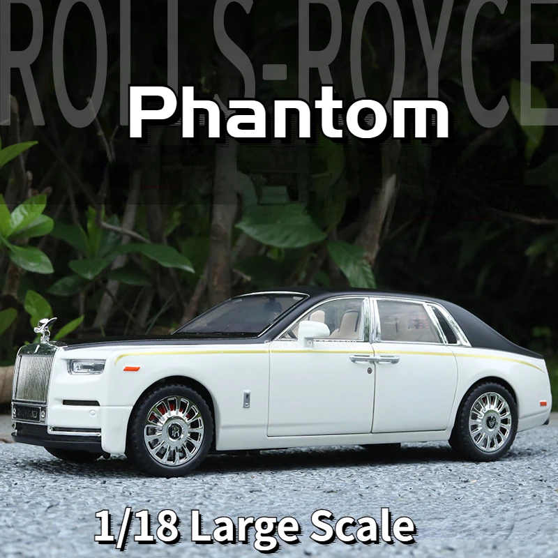 

1/18 Large Scale Phantom Toy Car Alloy Diecast Model with Sound Light Pull Back Simulation Model Car Toys for Boys Birthday Gift