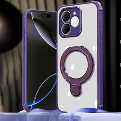 Transparent Shockproof Magnetic Bracket Phone Case - Silicone Cover - Motorola Moto G86 (Purple)