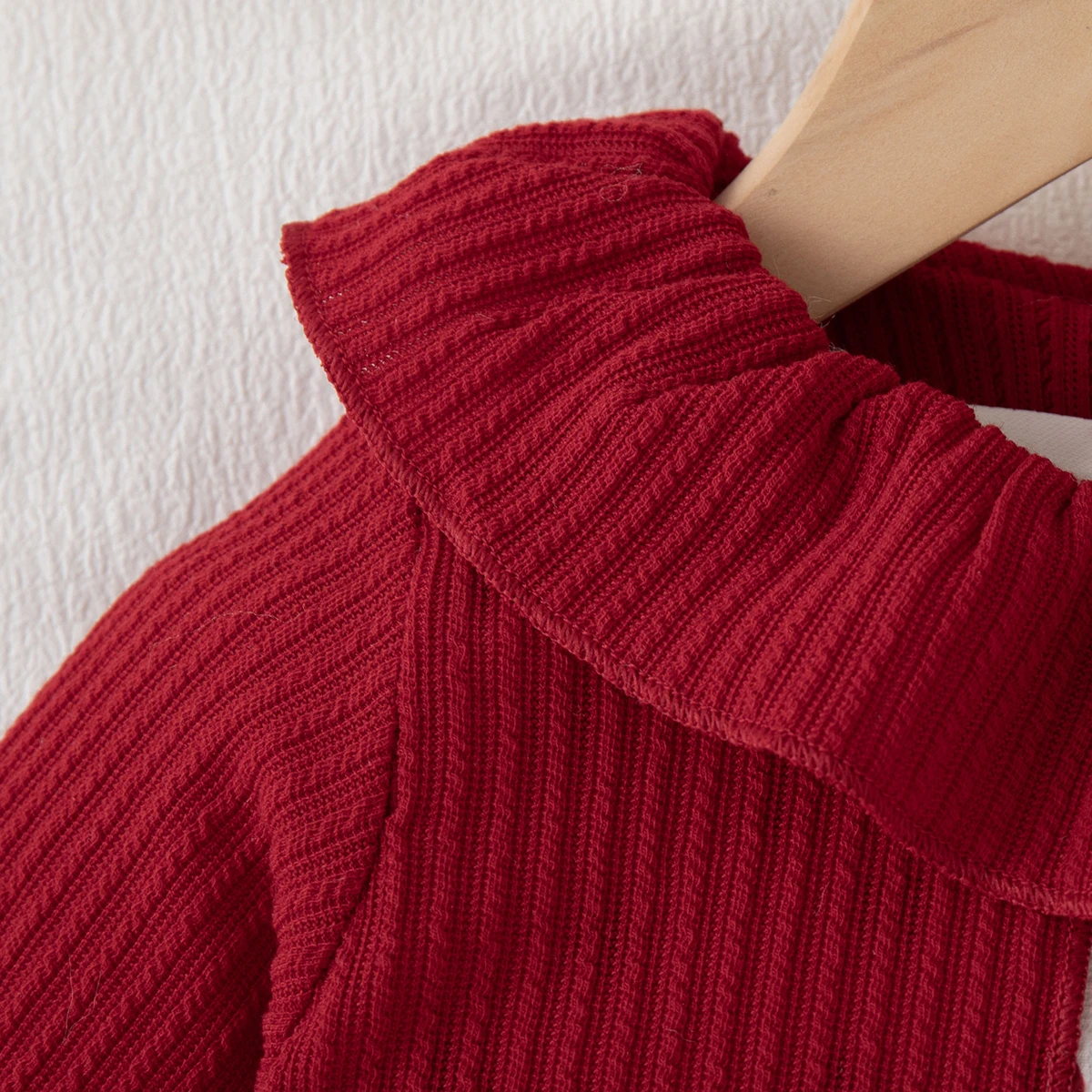 Frühling Herbst Kleinkind Mädchen Stricken Langarm Kleid Rot Polka Dot Print Mesh mit Schleife Prinzessin Kleid Mädchen Party Kostüm – Detail 15