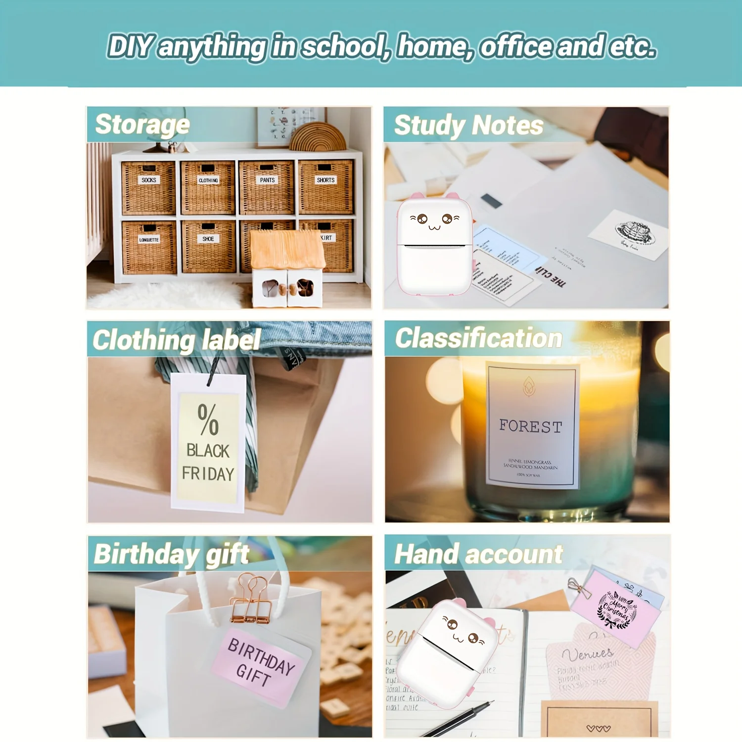미니 열 인쇄 용지, DIY 설명서 인쇄 영수증 일기장, 가정 및 사무실에 적합, 3 롤
