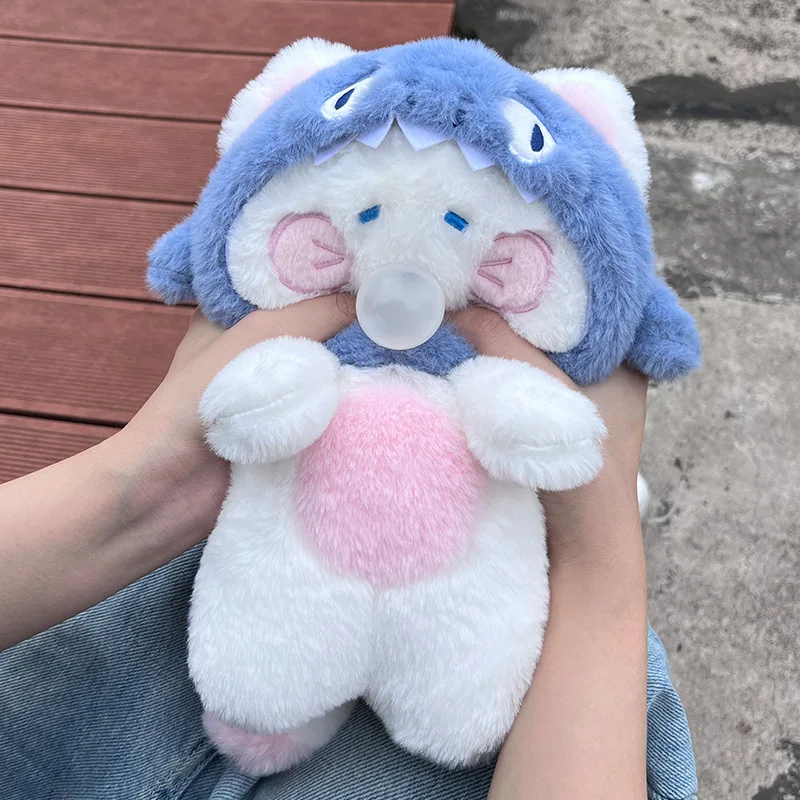 

New Shark Cat Bubble Puff Plush Toys Cartoon Anime Squeak Doll Creative Children's Birthday Gift Wholesale