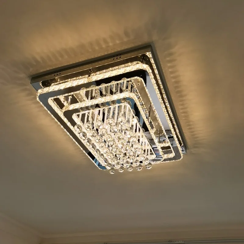 

Stainless Steel Ceiling Lamp for Living room Bedroom Kitchen LED Lighting Crystal Fixtures Multisize Home De Suit AC110-240V