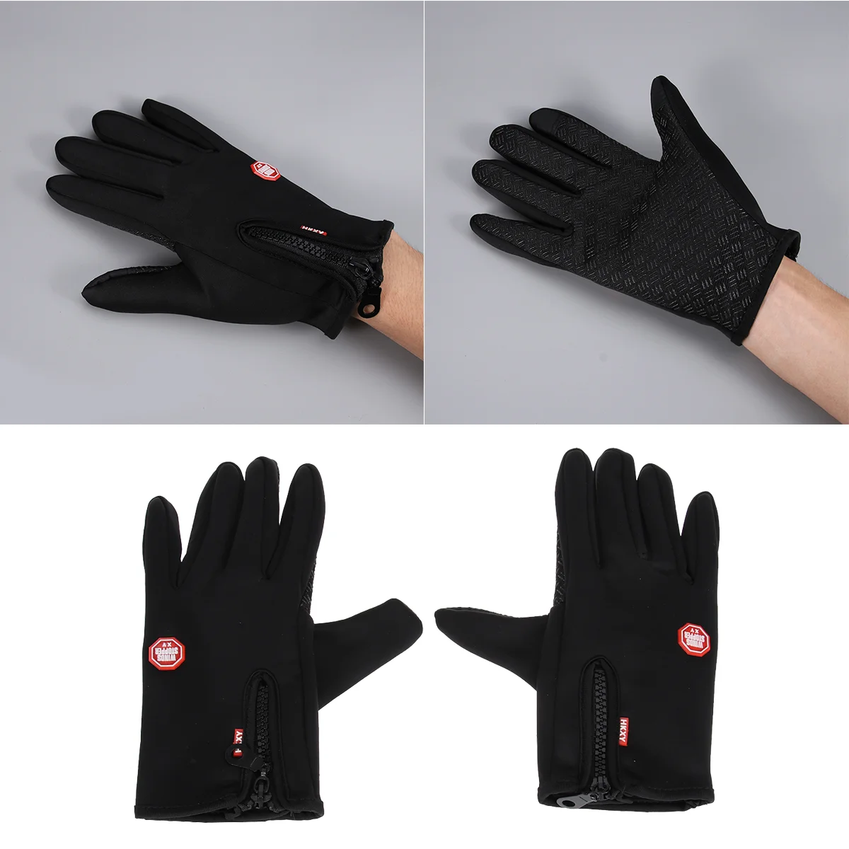 

Outdoor Running Gloves Windproof Mittens Touch Screen Wrist Fashion Full Finger Warm Fleece Lined