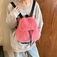 Cute Plush Mini Backpack Women's New Autumn And Winter Vintage Women's Backpack Student Class Commuter Small Backpack Bucket Bag 2