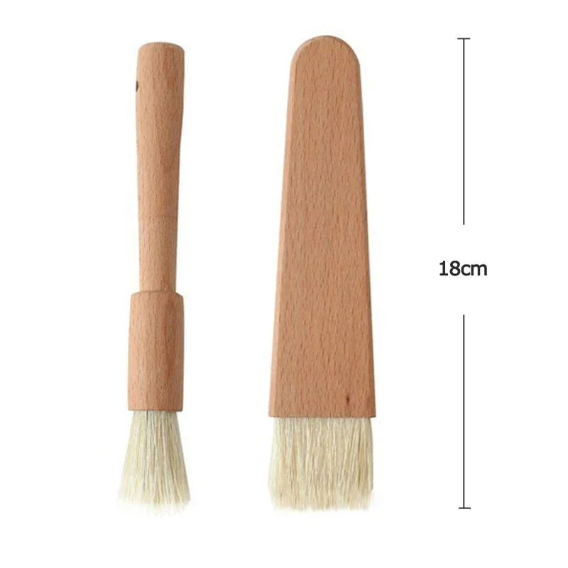 2Pcs Kitchen Oil Brushes Basting Brush Wood Handle BBQ Grill Pastry Brush Baking Cooking Tools