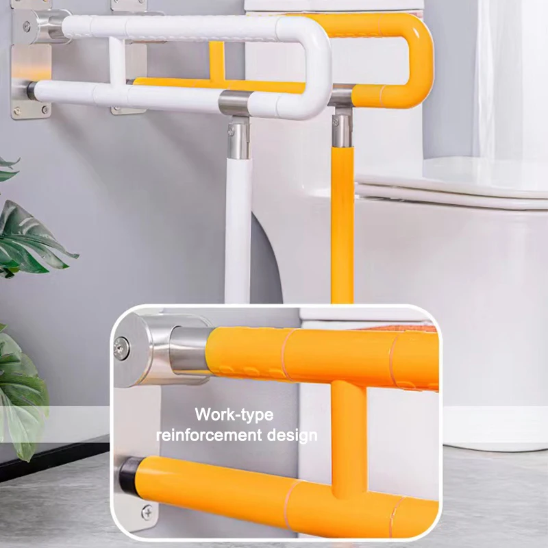 Folding Stainless Steel Toilet Safety Handrail Wall Mounted Luminous Bathroom Handrail For Elderly Disabled Handle