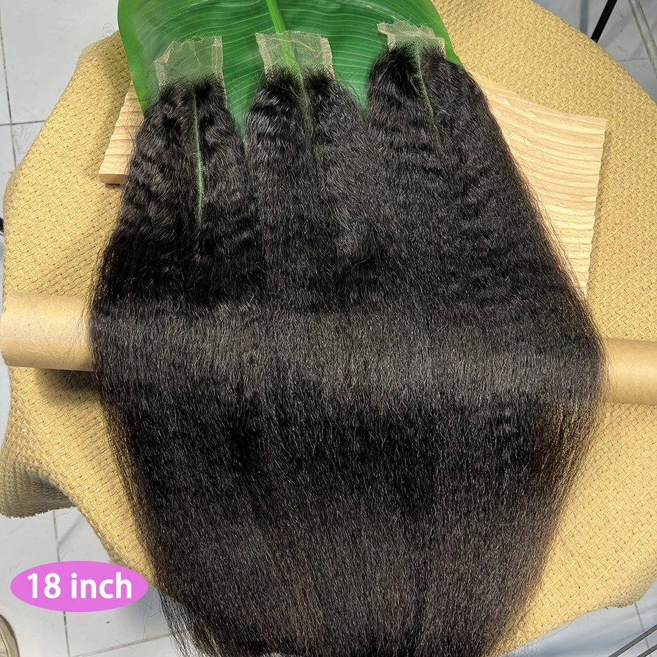 2x6 HD Lace Closure Kinky Straight Human Hair Preplucked Bleached Knots Invisible Lace Natural Color 100% Unprocessed Raw Hair 3