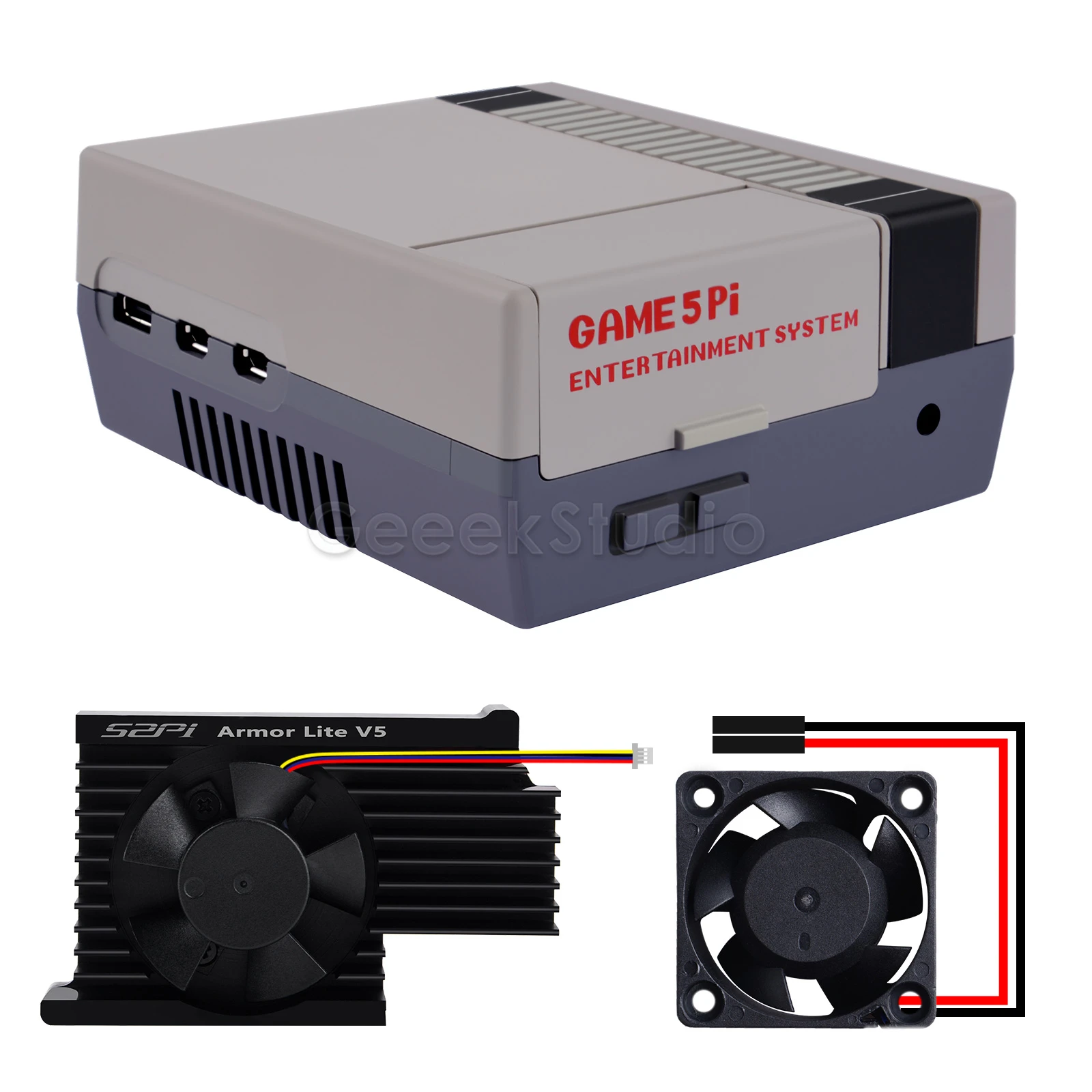 Custodia Game5 Pi Enlosure Shell Per Raspberry Pi 5 Con Armor Lite V5 Cooler