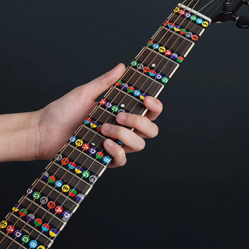 Adesivo per bilancia per chitarra Tastiera Note codificate Etichette Adesivi Principianti Autoapprendimento Guida visiva Accessori per chitarra Amanti della musica ZYF - immagine 4