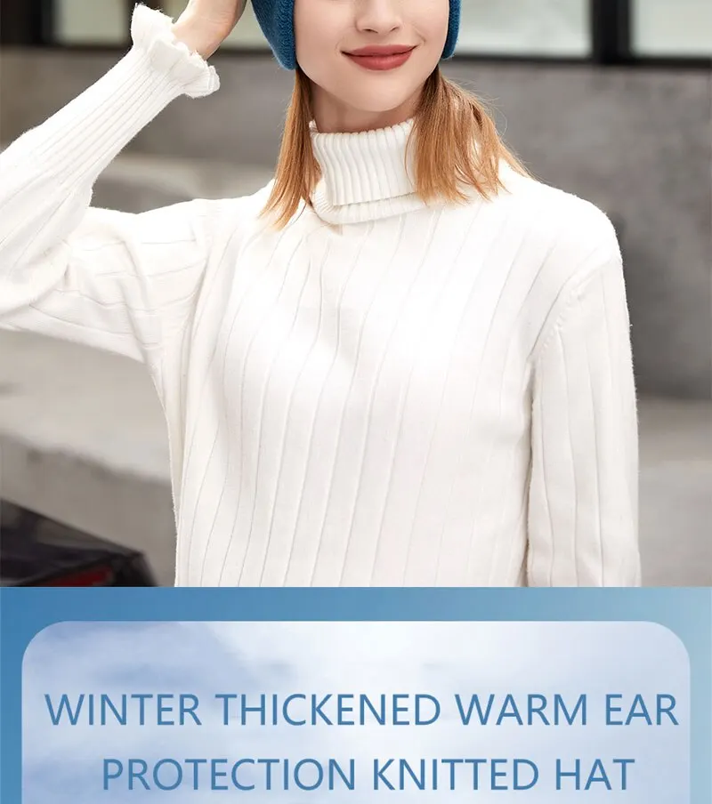 Winter Männer und Frauen Gestrickte Woolen Mode Im Freien Einfarbig Verdickt Warme Ohr Schutz Reiten Kalten Abdeckung Hut_voghion.com