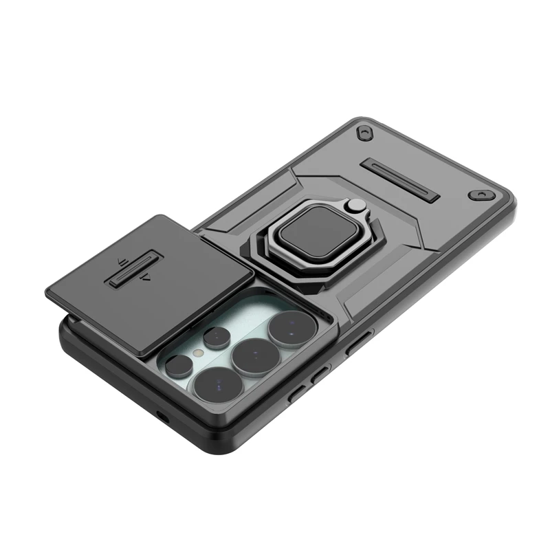 Enhanced Lens Sliding Window Shockproof Phone Holder with Magnetic Protector Cover