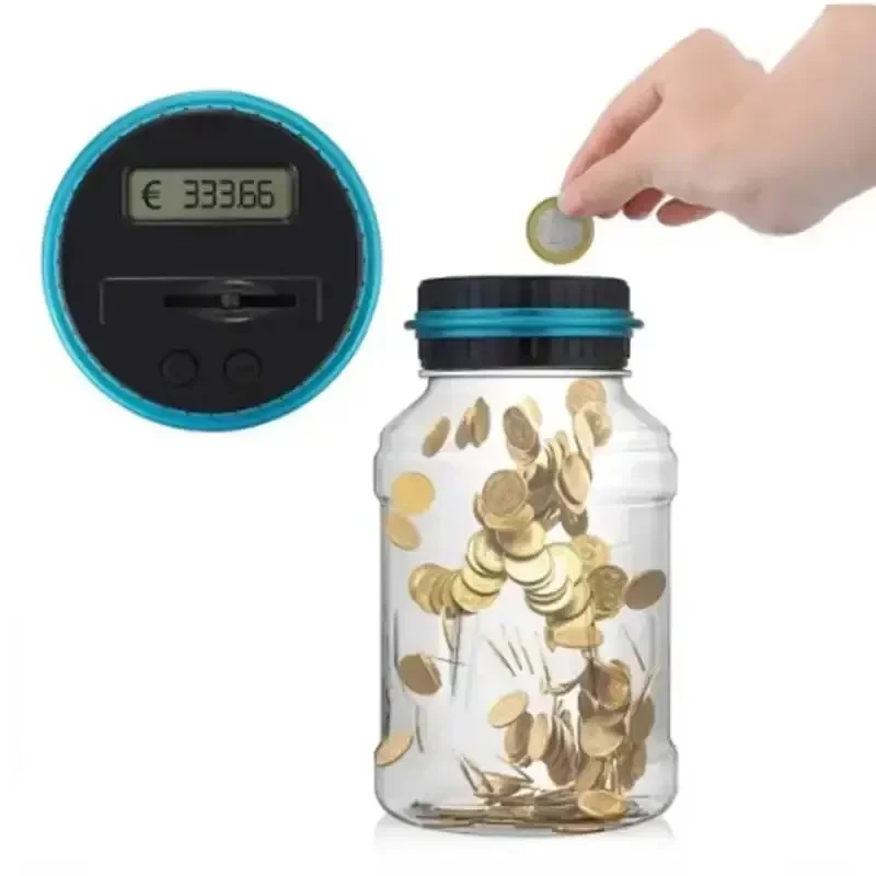 1.8L Coin Bucket Money Bank Large Capacity Transparent Saving Jar US Dollar Euro Pound Saving Jar Smart Counting 4