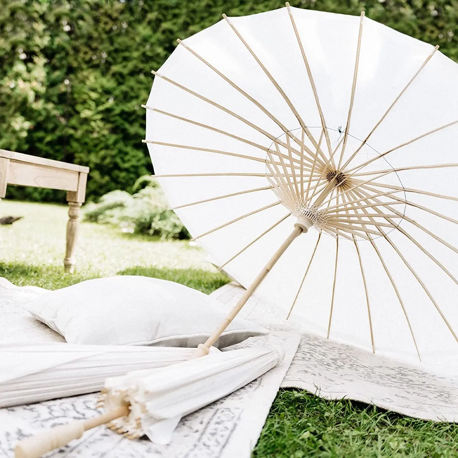 8-30PCS White Parasol Paper Bamboo Umbrellas 60/84cm Paper Umbrella Wedding Party Favor Bridal Shower Centerpieces Photo Props