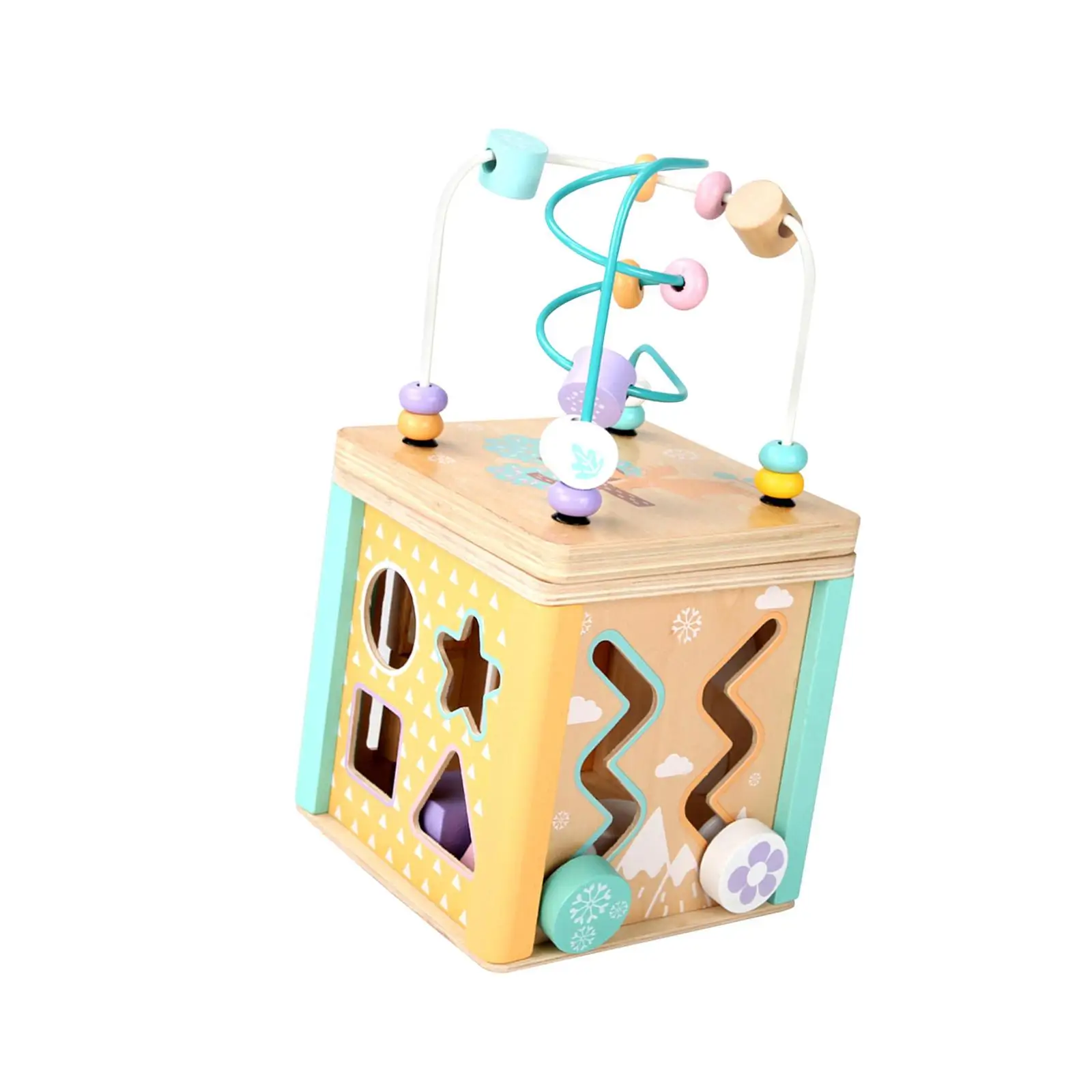 

Activity Cube Toys Early Educational Wooden Educational Toy Multicolor Montessori Bead Maze for Preschool Children Christmas