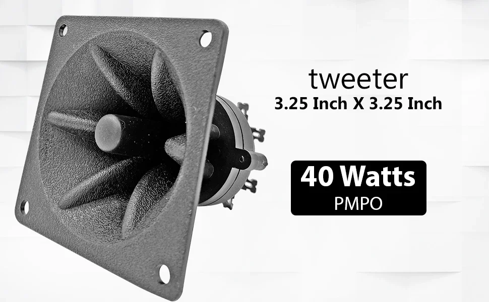 Piezoelectric tweeter bookshelf speaker unit showing wood cabinet.