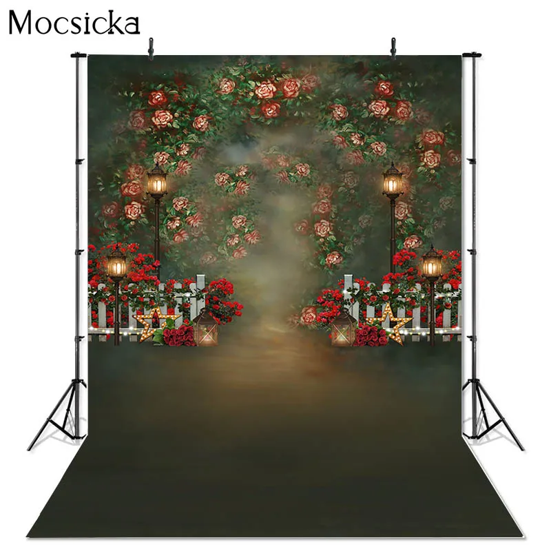 

Ретро абстрактный розовый сад Цветы фон забор светильник лый Декор Aldult Дети День рождения портрет фото фон свадебная фотосессия