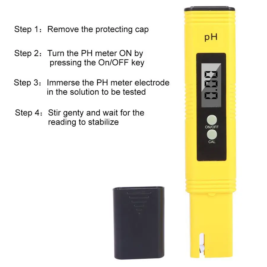 PH Meter 0.01 High Precision for Water Quality Tester with 0-14 Measurement Range Suitable Aquarium Swimming Pool