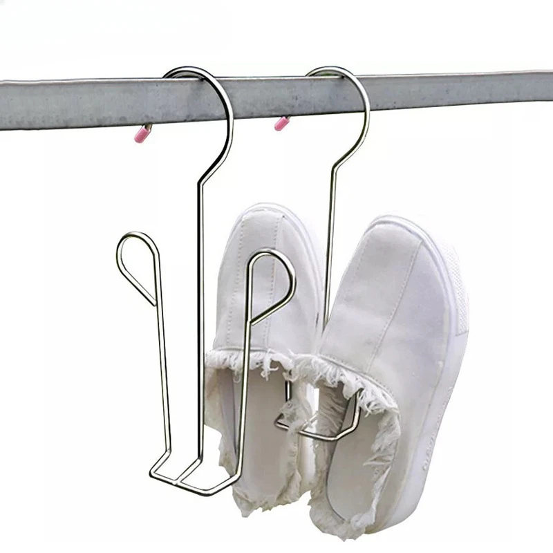 5pcs Stainless Steel Solid Shoe Drying Rack Multifunctional Dormitory Shoe Drying Artifact Outdoor Shoe Drying Rack Hook 1