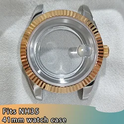 Premium 41mm Sapphire Watch Case with Fluted Bezel and Strap Accessories - NH35 (06)