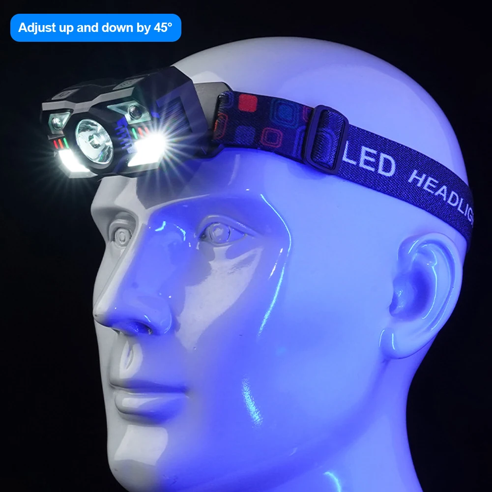 Motion Sensor Head Lamp Rechargeable Headlight Portable Induction LED Headlamp Waterproof Head Flashlight for Camping Fishing