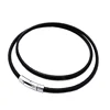 2MM/3MM/4MM/5MM Black Color Leather Chokers Necklaces For Women Men Rope Chain Stainless Steel Magnetic Clasp Jewelry 1