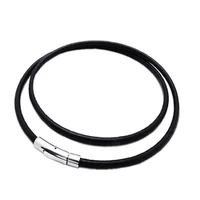 2MM/3MM/4MM/5MM Black Color Leather Chokers Necklaces For Women Men Rope Chain Stainless Steel Magnetic Clasp Jewelry 1