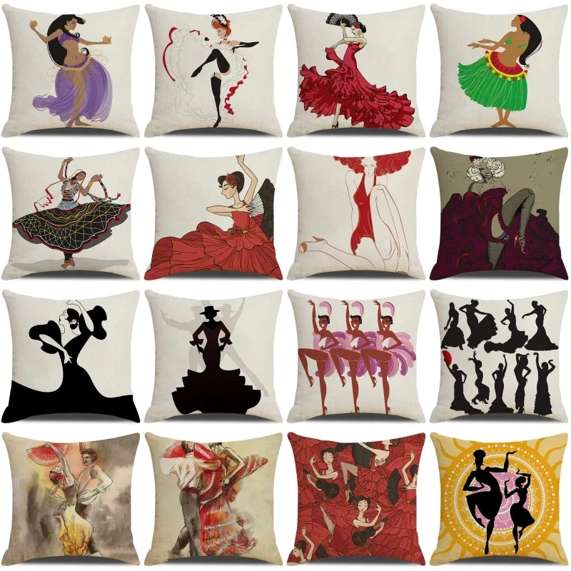 

Passionate Dancer Printed Cushion Cover 18x18 Inches Pillow Covers Hotel Home Car Decorative Art Pillowcase Linen Cushion Case