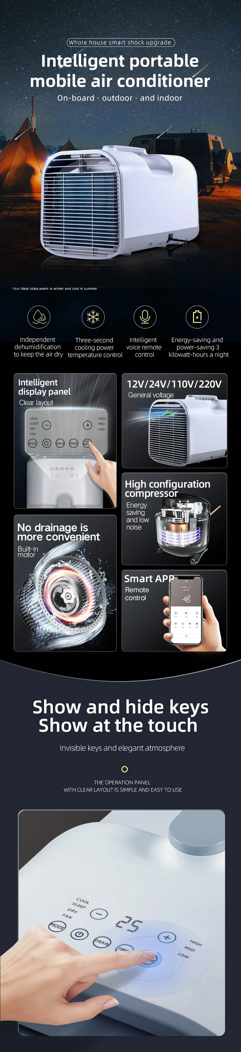12V 24V 220V 110V Mini Portable Air Conditioner Portable Air Conditioner Cooler Fan Air Conditioning Air Conditioner Cooler Cond 6