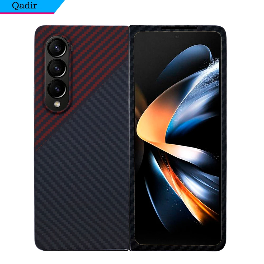 

QADIR Two Color carbon fiber phone case for Samsung Galaxy Z Fold 4 Upgraded version ultra thin Aramid fiber Z Fold 3 full cover