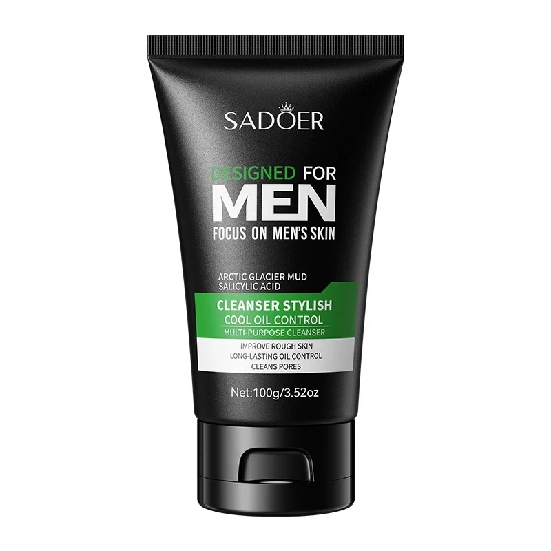 SADOER Men's Facial Cleanser Moisturizing Oil Control Anti Acne Hydrating Face Wash Foam Face Cleanser Men Skin Care Products