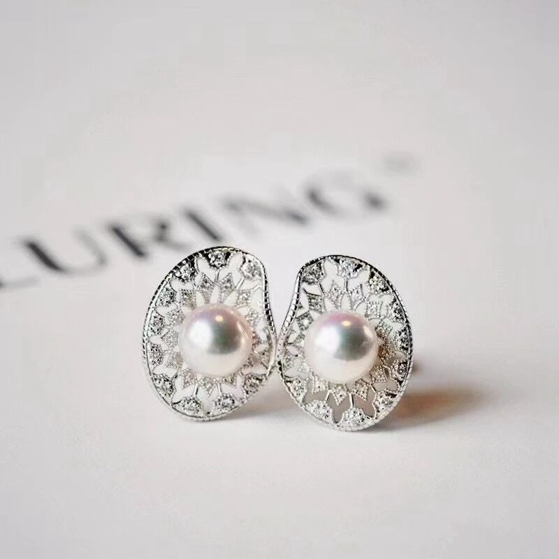 

Элегантные темпераментные кружевные Классические женские серьги Monet's Garden с искусственным цирконием и листьями лотоса